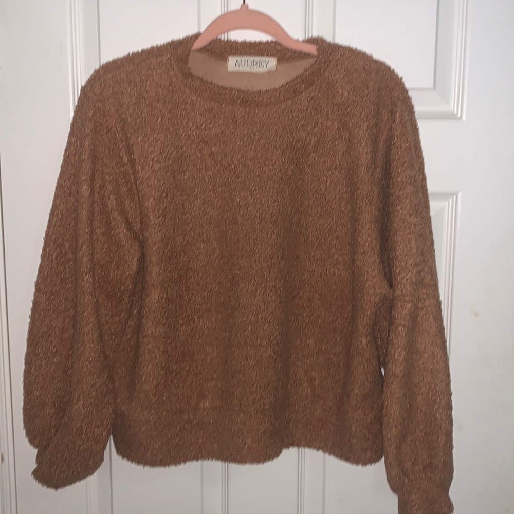 american threads teddy bear crew neck, balloon sleeves